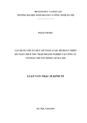 Vận Dụng Chuẩn Mực Kế Toán VAS Để Hoàn Thiện Kế Toán