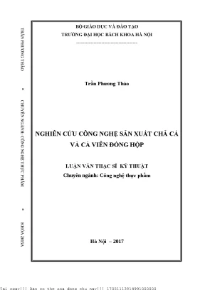 Nghiên Cứu Công Nghệ Sản Xuất Chả Cá và Cá Viên Đóng Hộp
