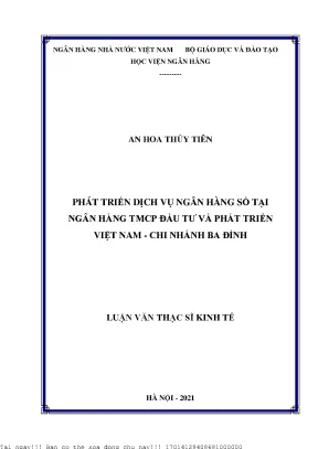 Phát Triển Dịch Vụ Ngân Hàng Số Tại BIDV Chi Nhánh Ba Đình
