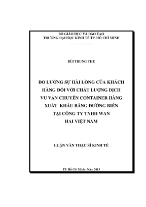 Đo Lường Sự Hài Lòng Của Khách Hàng Đối Với Dịch Vụ Vận