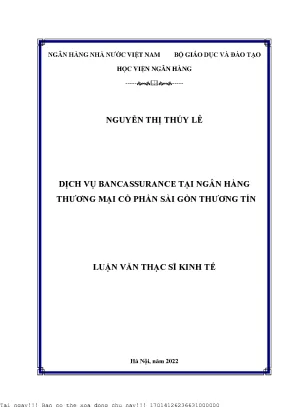 Dịch Vụ Bancassurance Tại Ngân Hàng Thương Mại Cổ Phần