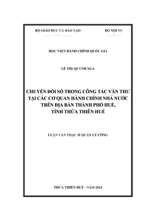 Chuyển Đổi Số Trong Công Tác Văn Thư Tại Cơ Quan Hành