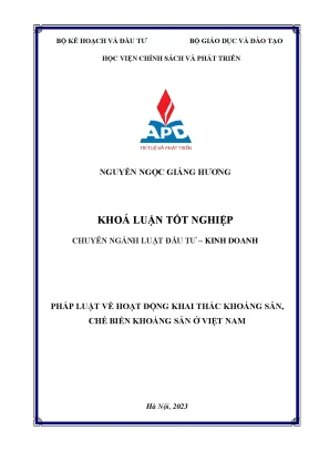 Nghiên Cứu Pháp Luật Về Khai Thác Và Chế Biến Khoáng Sản 