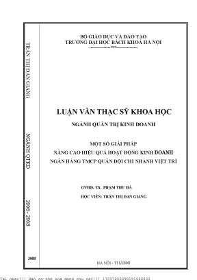 Giải Pháp Nâng Cao Hiệu Quả Kinh Doanh Tại Ngân Hàng