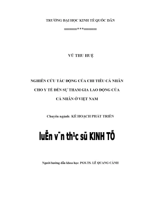 Tác Động Của Chi Tiêu Cá Nhân Cho Y Tế Đến Sự Tham Gia 