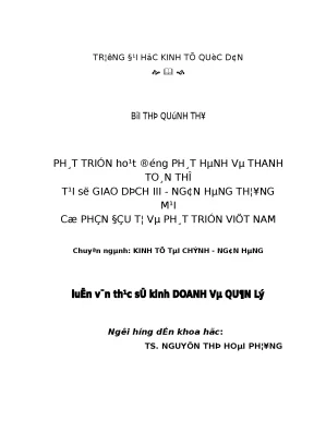 Phát Triển Hoạt Động Phát Hành và Thanh Toán Thẻ tại