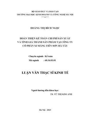 Hoàn thiện kế toán chi phí sản xuất và tính giá thành