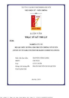 Nghiên Cứu Bộ Lọc Điều Hưởng Trong Truyền Thông Vô Tuyến