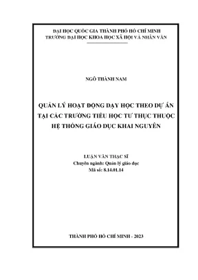 Quản Lý Hoạt Động Dạy Học Theo Dự Án Tại Trường Tiểu Học