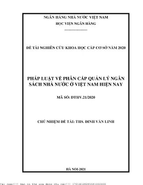 Phân Cấp Quản Lý Ngân Sách Nhà Nước Ở Việt Nam: Thực