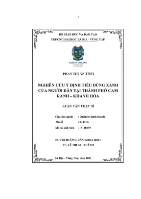 Nghiên Cứu Ý Định Tiêu Dùng Xanh Tại Thành Phố Cam Ranh