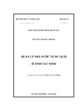 Quản Lý Nhà Nước Về Du Lịch Tại Tỉnh Tây Ninh: Thực