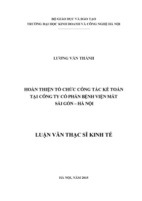 Hoàn thiện tổ chức công tác kế toán tại Bệnh viện Mắt