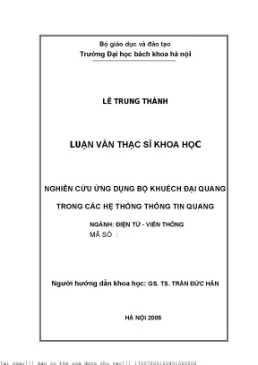 Nghiên Cứu Ứng Dụng Bộ Khuếch Đại Quang Trong Hệ Thống