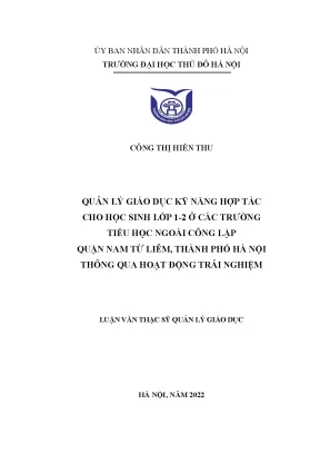 Giáo Dục Kỹ Năng Hợp Tác Cho Học Sinh Lớp 1-2 Tại Trường 