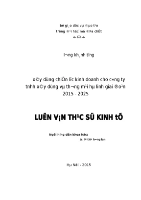 Chiến Lược Kinh Doanh Cho Công Ty TNHH Xây Dựng Hà Linh