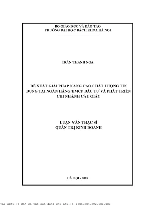 Giải Pháp Nâng Cao Chất Lượng Tín Dụng Tại BIDV Cầu Giấy