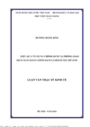 Nâng Cao Hiệu Quả Tín Dụng Chính Sách Tại Ngân Hàng