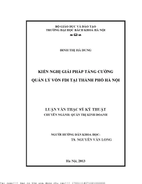 Giải Pháp Tăng Cường Quản Lý Vốn FDI Tại Hà Nội