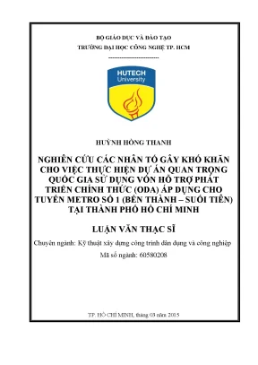Nghiên Cứu Các Nhân Tố Gây Khó Khăn Trong Dự Án Metro Số