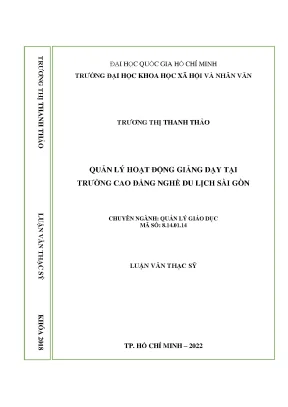 Quản Lý Hoạt Động Giảng Dạy Tại Trường Cao Đẳng Nghề Du