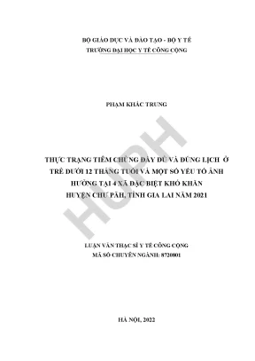 Thực trạng tiêm chủng đầy đủ cho trẻ dưới 12 tháng tuổi