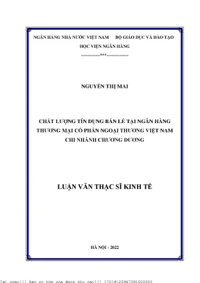 Chất lượng tín dụng bán lẻ tại Vietcombank Chương Dương: