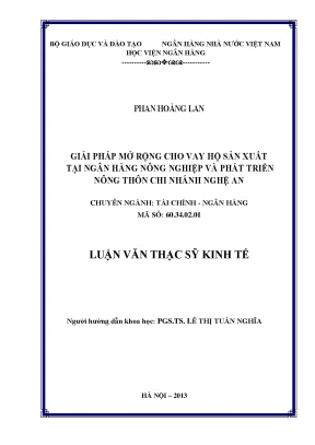 Giải Pháp Mở Rộng Cho Vay Hộ Sản Xuất Tại Ngân Hàng Nông