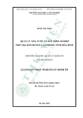 Quản Lý Nhà Nước Về Đất Nông Nghiệp Tại Huyện Cao Phong,