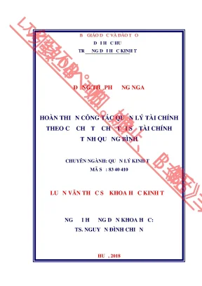 Hoàn thiện quản lý tài chính tại Sở Tài chính tỉnh Quảng