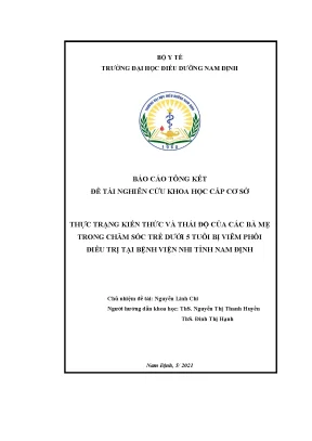 Nghiên Cứu Kiến Thức và Thái Độ Của Các Bà Mẹ Trong Chăm 