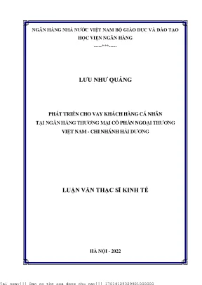 Phát Triển Cho Vay Cá Nhân Tại Ngân Hàng Thương Mại Cổ