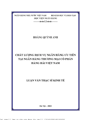 Chất lượng dịch vụ ngân hàng ưu tiên tại Ngân hàng
