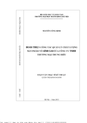 Nâng cao chất lượng quản lý sản phẩm vỏ bình gas tại