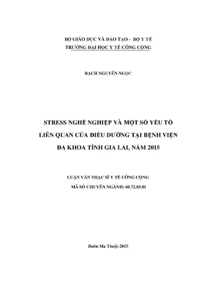 Nghiên Cứu Về Stress Nghề Nghiệp Của Điều Dưỡng Tại Bệnh 