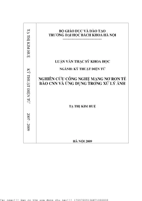 Nghiên Cứu Công Nghệ Mạng Nơ Ron Tế Bào CNN và Ứng Dụng