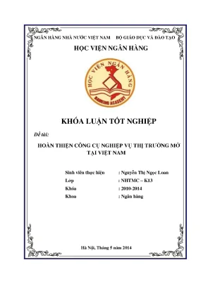 Hoàn Thiện Công Cụ Nghiệp Vụ Thị Trường Mở Tại Việt Nam