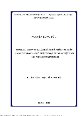 Mở Rộng Cho Vay Khách Hàng Cá Nhân Tại Ngân Hàng Thương