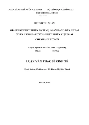 Giải Pháp Phát Triển Dịch Vụ Ngân Hàng Bán Lẻ Tại BIDV