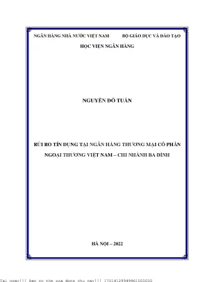 Phân Tích Rủi Ro Tín Dụng Tại Vietcombank Chi Nhánh Ba Đình