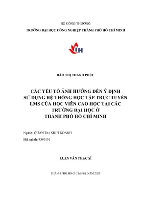 Yếu Tố Ảnh Hưởng Đến Ý Định Sử Dụng Hệ Thống Học Tập
