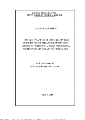 Triển Khai Hệ Thống Quản Lý Chất Lượng ISO 9001:2008 Tại