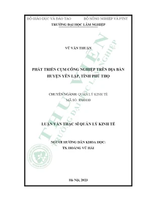 Phát Triển Cụm Công Nghiệp Tại Huyện Yên Lập, Tỉnh Phú Thọ