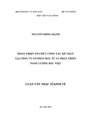 Hoàn thiện tổ chức công tác kế toán tại Công ty Cổ phần