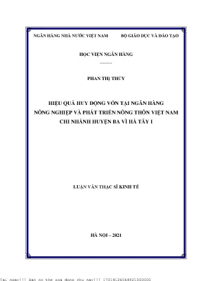 Hiệu Quả Huy Động Vốn Tại Ngân Hàng Nông Nghiệp Việt Nam