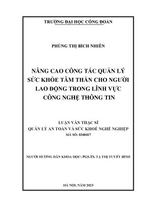 Nâng Cao Quản Lý Sức Khỏe Tâm Thần Cho Người Lao Động 