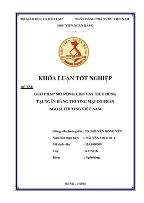 Giải Pháp Mở Rộng Cho Vay Tiêu Dùng Tại Ngân Hàng Thương 