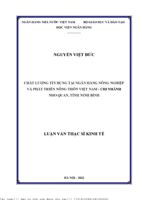Nâng Cao Chất Lượng Tín Dụng Tại Agribank Nho Quan