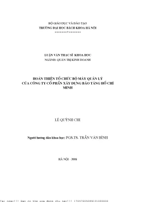 Cải Thiện Tổ Chức Hệ Thống Quản Lý Tại Công Ty Cổ Phần