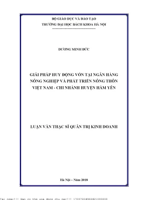 Giải Pháp Huy Động Vốn Tại Ngân Hàng Nông Nghiệp Việt Nam
